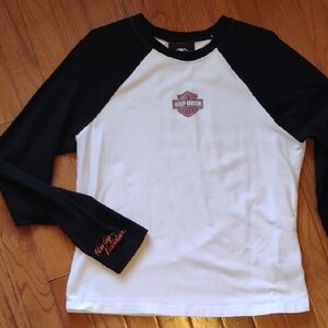 Harley-Davidson Black and White Long Sleeve Shirt